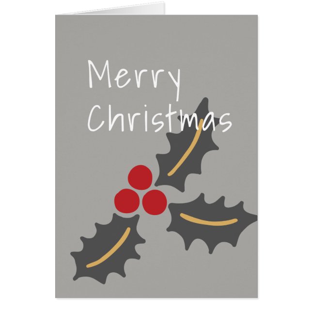 Joyeux Noël/ Gris & Rouge Holly Design (Devant)