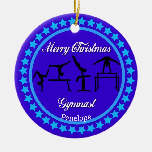 Joyeux Noël Gymnaste Ornement en céramique (Devant)