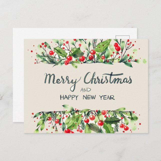 Joyeux Noël heureux nouvelle année cartes postales (Devant / Derrière)