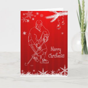Joyeux Noël Hockey Snowflakes Carte de voeux