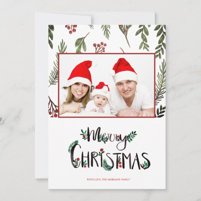 Joyeux Noël, Holly Berry Branches Photo (Devant)