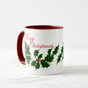 Joyeux Noël Holly Feuilles Mug