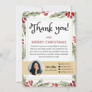 Joyeux Noël Immobilier Carte de remerciements phot