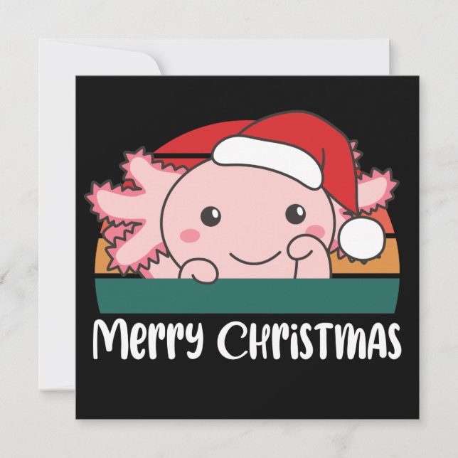 Joyeux Noël Invitation Rétro Axolotl Noël (Devant)