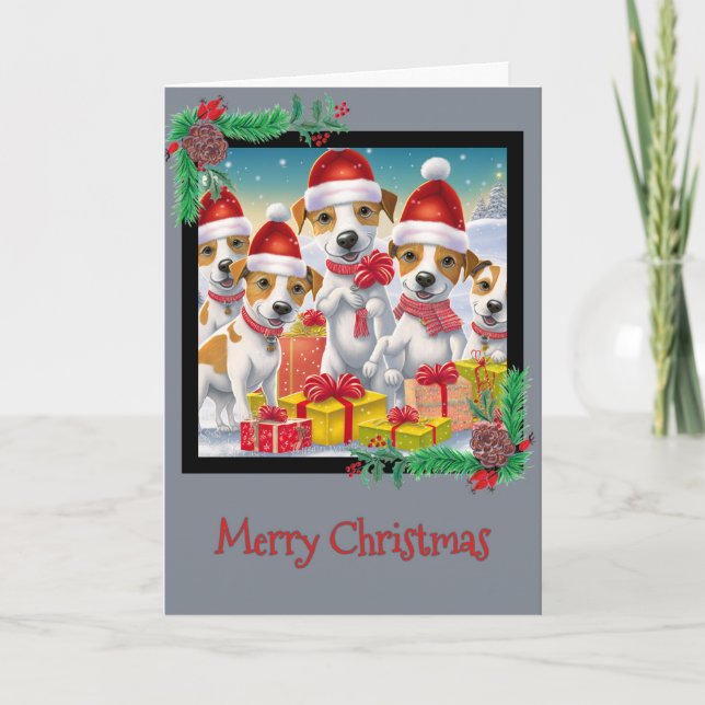 Joyeux Noël Jack Russell Terrier Carte de voeux (Devant)