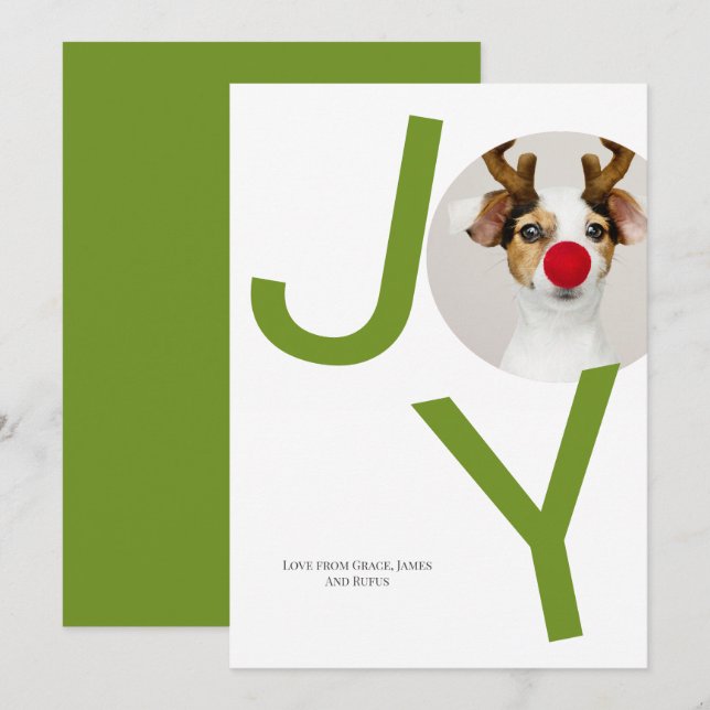 Joyeux Noël Joie Carte photo vert (Devant / Derrière)
