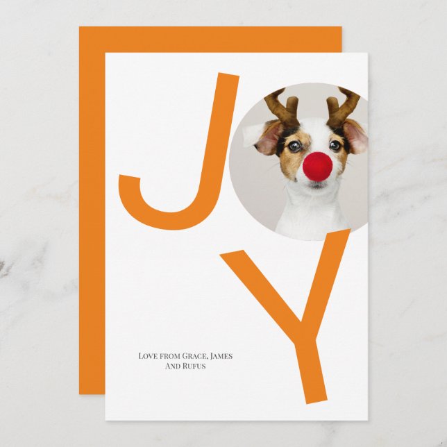 Joyeux Noël Joie Orange Carte photo (Devant / Derrière)