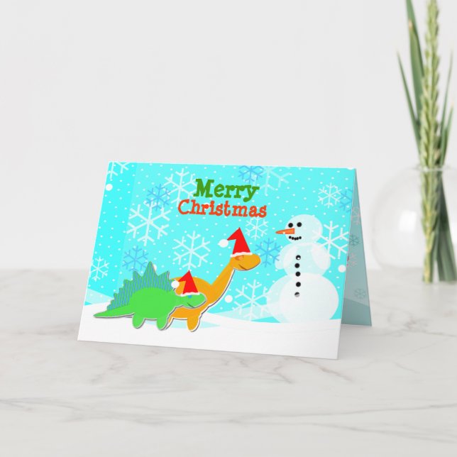 Joyeux Noël jolie carte Dinosaures (Devant)
