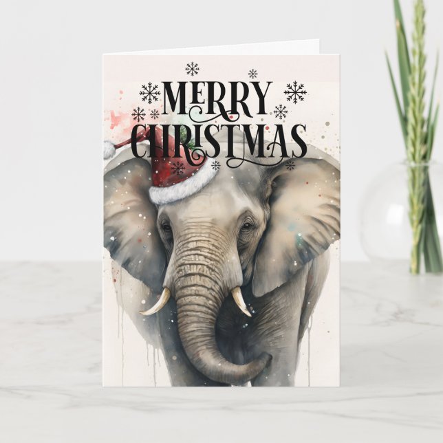 Joyeux Noël jolie carte éléphant (Devant)