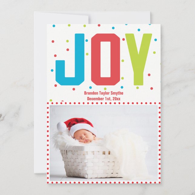 Joyeux Noël Joy Nouveau Carte photo bébé (Devant)