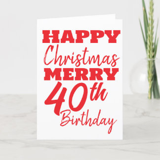 Joyeux Noël Joyeux 40e Anniversaire Carte colorée