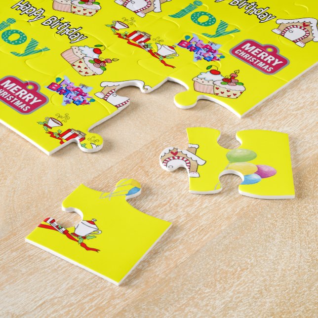 Joyeux Noël Joyeux Anniversaire Jigsaw Puzzle (Côté)