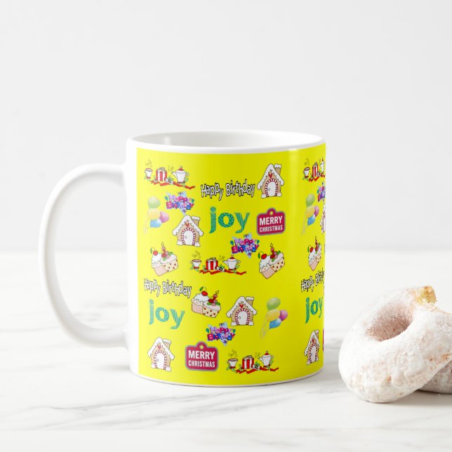 Joyeux Noël Joyeux Anniversaire Mug (Avec donut)