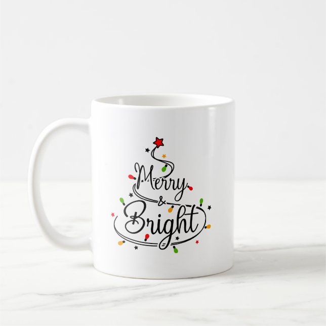 Joyeux Noël, joyeux et brillant, tasse de noël (Gauche)