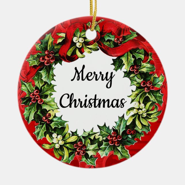 Joyeux Noël Joyeux Nouvel An Ornement Vintage (Devant)