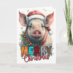 Joyeux Noël Joyeux Santa COCHON Carte