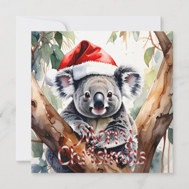 Joyeux Noël Koala assis sur la carte Gumtree (Devant)