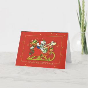 Joyeux Noël Koala Ours Carte de vacances pliée