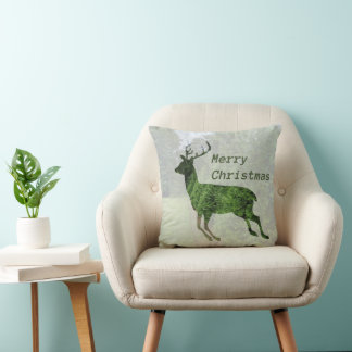 Joyeux Noël Leaping Deer Throw Oreiller