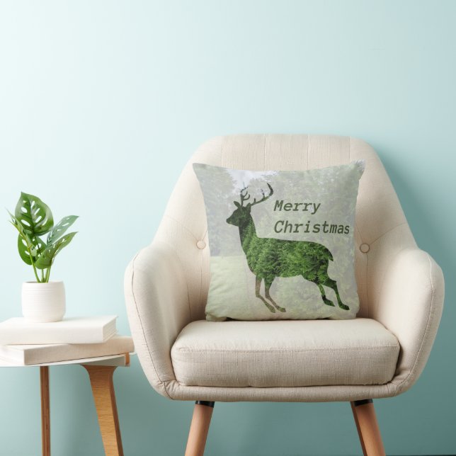 Joyeux Noël Leaping Deer Throw Oreiller (Chaise)