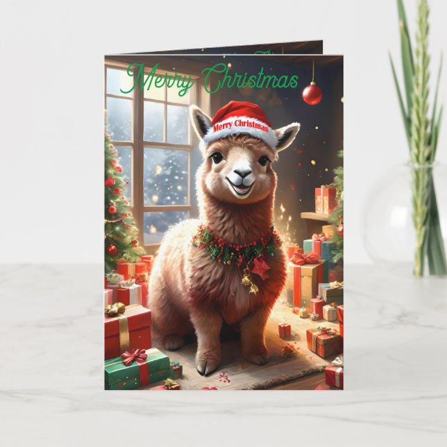 Joyeux Noël Llama, carte de Noël (Devant)