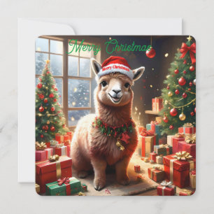 Joyeux Noël Llama, Carte de Noël Plat