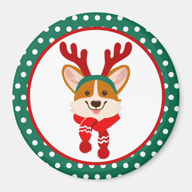 Joyeux Noël Magnet Corgi Chien (Devant)
