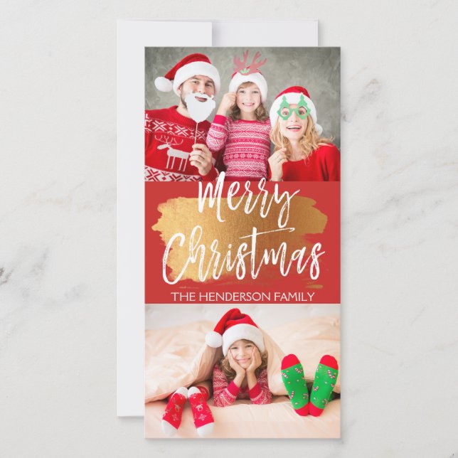 Joyeux Noël Main Lettré Script 2 Carte photo (Devant)