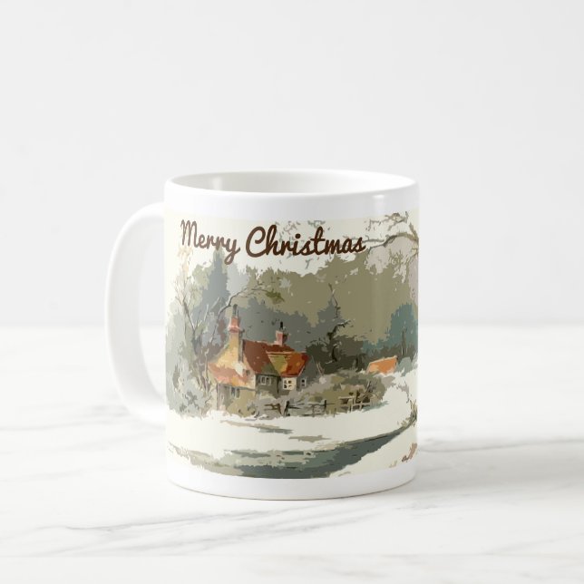 Joyeux Noël - Maison en hiver Mug (Devant gauche)