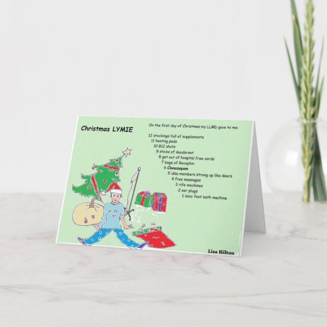 Joyeux Noël Maladie de Lyme Humour Carte de vacanc (Devant)