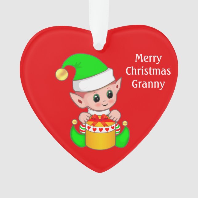 Joyeux Noël Mamie et joli lutin de Noël (devant)