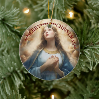 Joyeux Noël | Marie vierge | Ornement en céramique