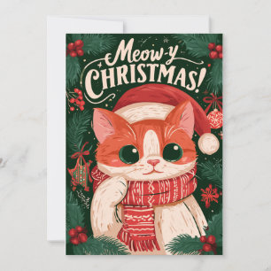 Joyeux Noël Meow Funny Cat Carte de Noël