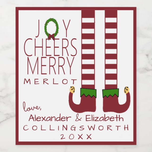 Joyeux Noël Merlot Vin Étiquette Personnaliser (Étiquettes simples)