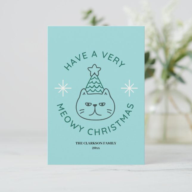 Joyeux Noël miaou, Carte de Noël drôle (Debout devant)