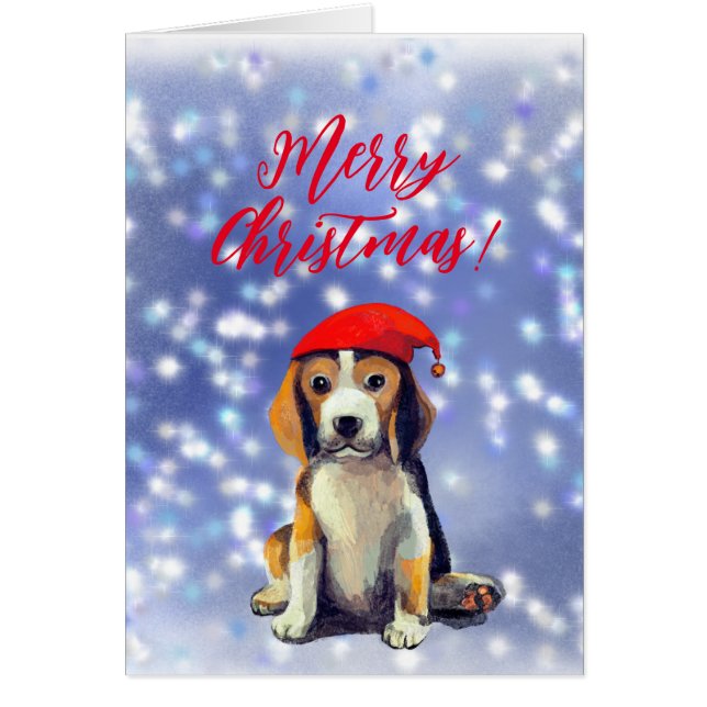 Joyeux Noël mignon chiot beagle carte (Devant)