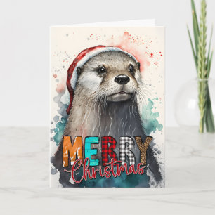 Joyeux Noël Mignon Joyeux Santa Otter Carte
