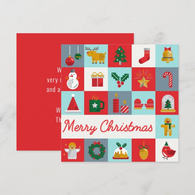 Joyeux Noël mignon Rétro hiver Icônes de Noël (Devant / Derrière)