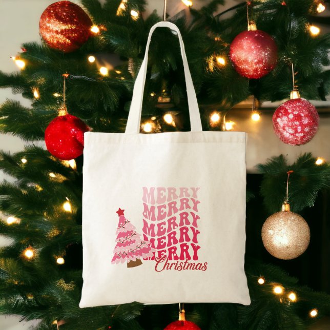Joyeux Noël mignon sac fourre-tout rose (Créateur téléchargé)