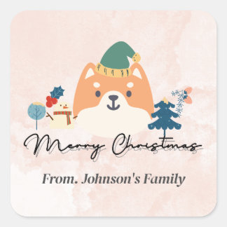 Joyeux Noël mignon Shiba étiquettes cadeaux chien