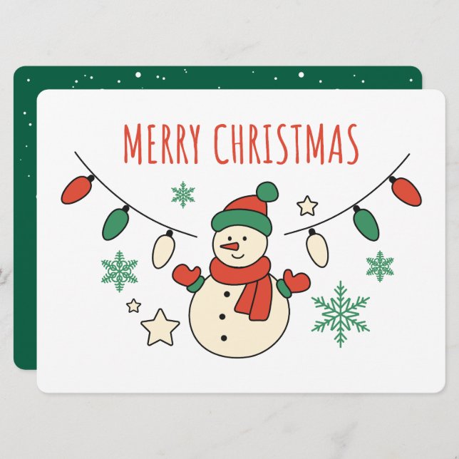 Joyeux Noël, Mignonne bonhomme de neige, lumières  (Devant / Derrière)