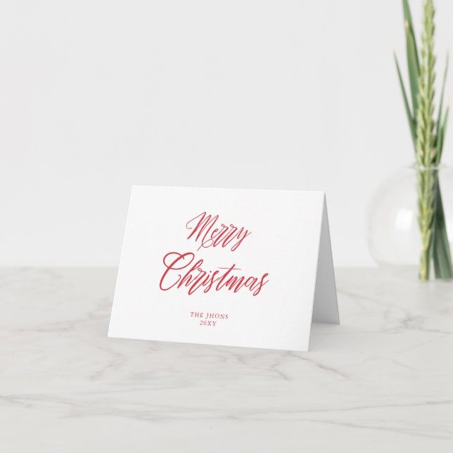 Joyeux Noël minimaliste rouge Script carte de vaca (Devant)