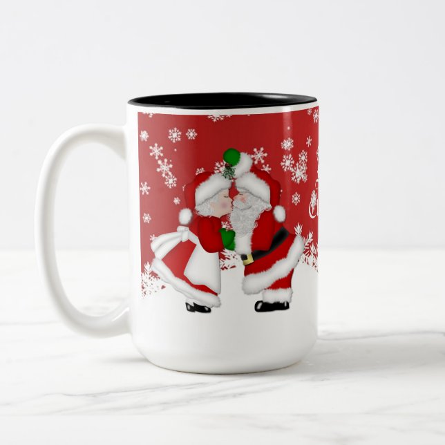 Joyeux Noël Mistletoe Père Noël Mug (Gauche)