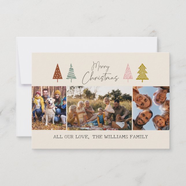 Joyeux Noël moderne 3 PhotoCollage Carte de vacanc (Devant)