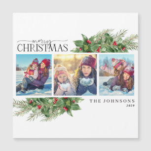 Joyeux Noël moderne Holly Berry Magnet photo