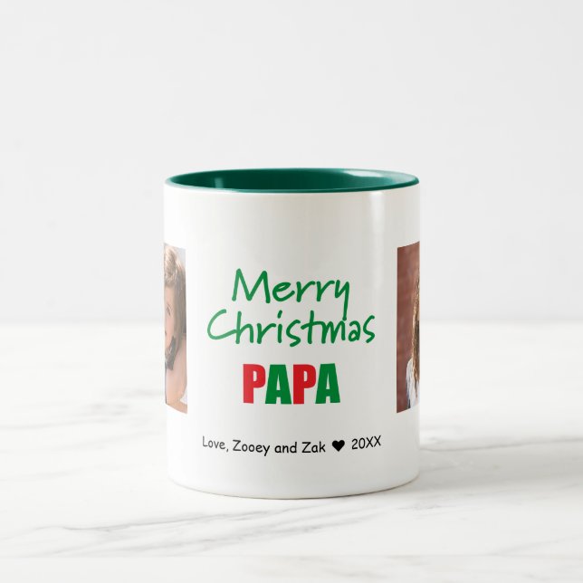 Joyeux Noël Moderne Papa 2 Photo Mug (Centre)