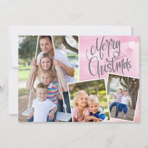 Joyeux Noël moderne rose aquarelle trois photo