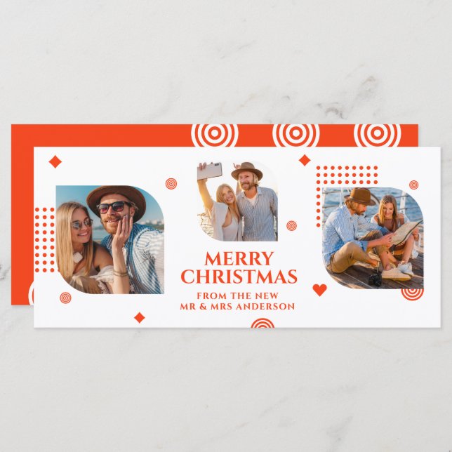 Joyeux Noël Mr & Mrs 3 Photo Collage Moderne (Devant / Derrière)