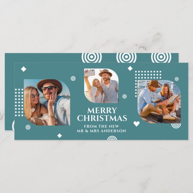 Joyeux Noël Mr & Mrs 3 Photo Collage Moderne (Devant / Derrière)