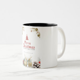 Joyeux Noël Mug Arbres et Cerfs à Parasol